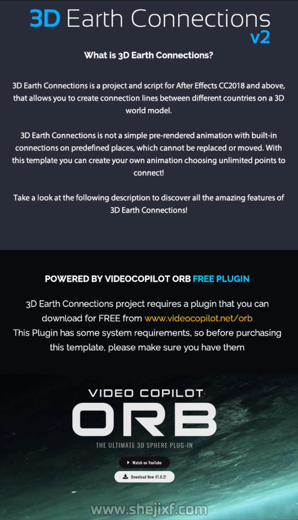 AE模板 科技感三维地球世界地图任意国家地点连线动画 Videohive  3D Earth Connections V2插图