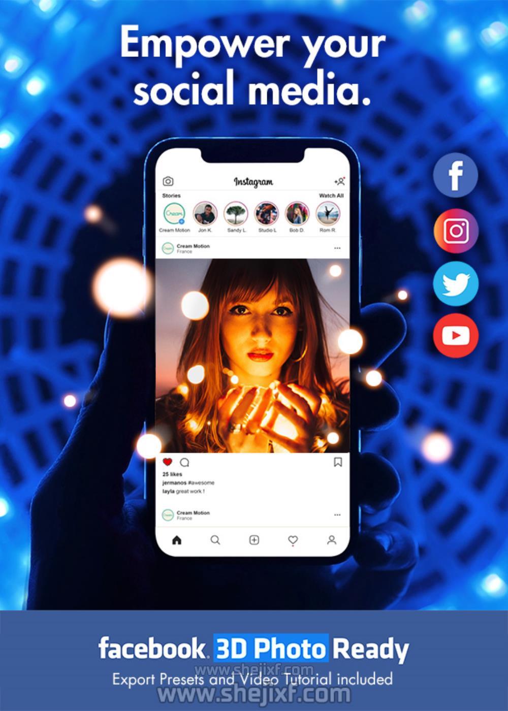 潮流2D平面图像照片转3D摄像机推拉旋转景深动画场景AE模版工具包 VoluMax  3D Photo Animator V6插图11