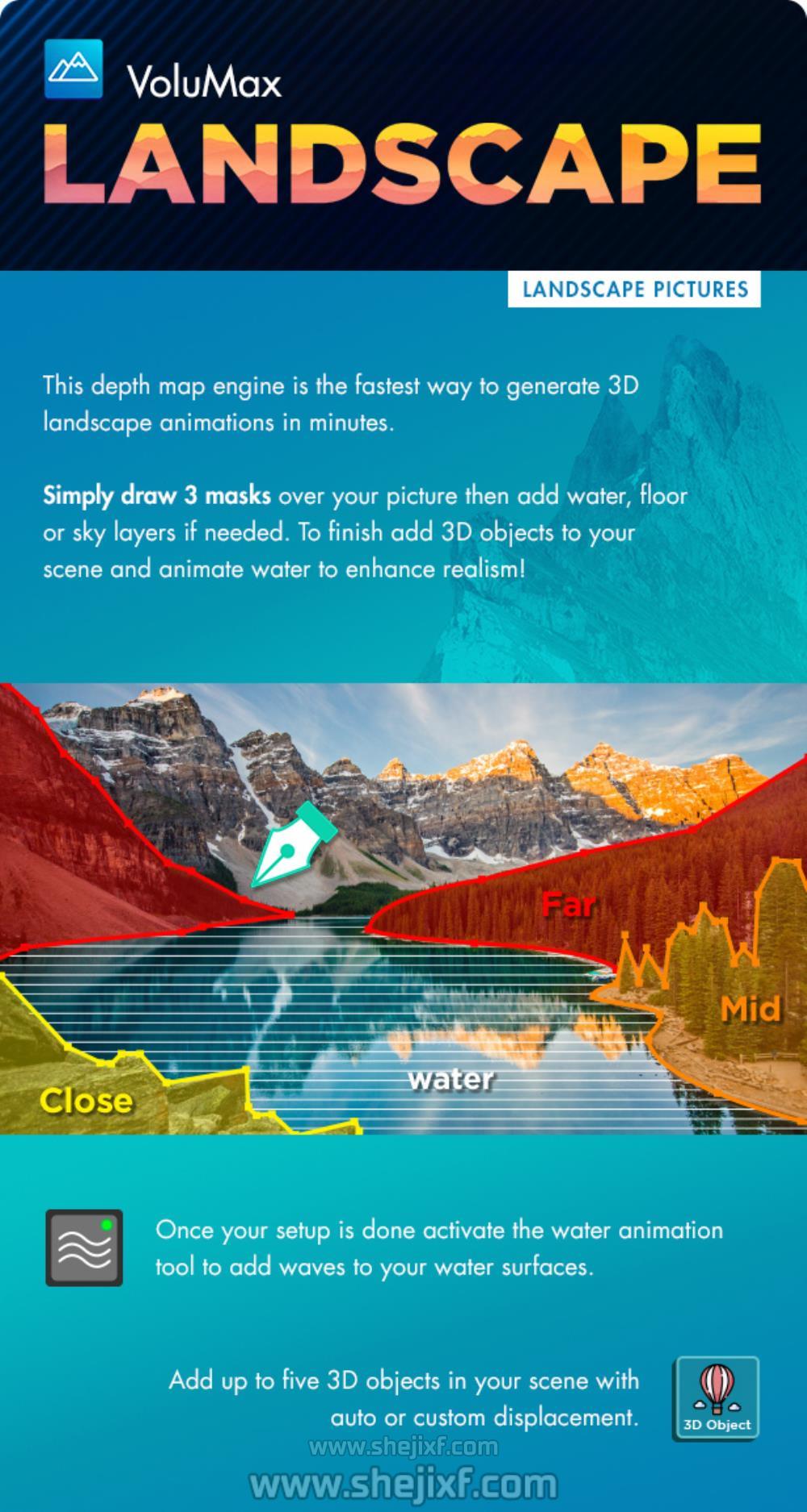 潮流2D平面图像照片转3D摄像机推拉旋转景深动画场景AE模版工具包 VoluMax  3D Photo Animator V6插图5