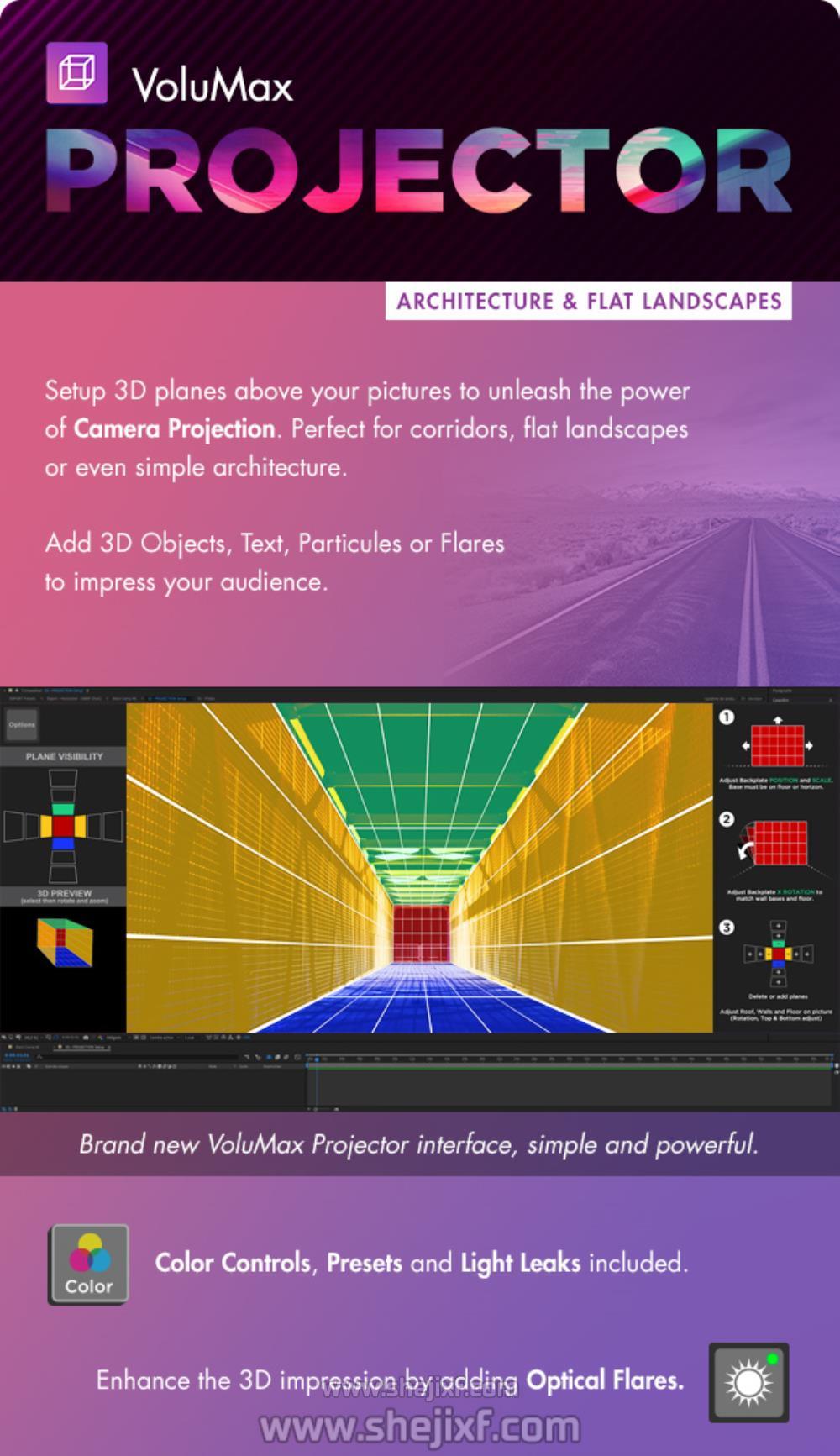 潮流2D平面图像照片转3D摄像机推拉旋转景深动画场景AE模版工具包 VoluMax  3D Photo Animator V6插图9