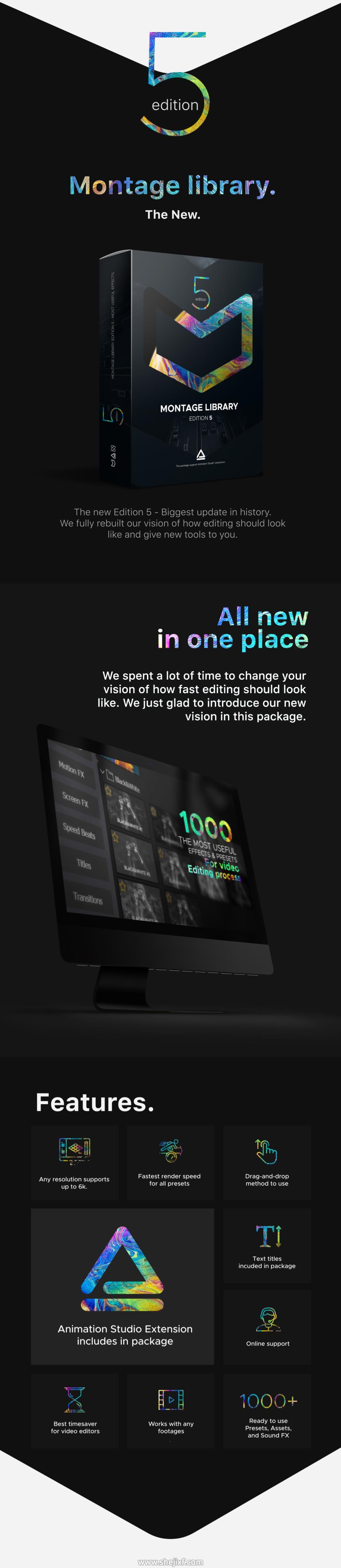 AE脚本+PR预设 1000款故障失真漏光标题视频过渡动效预设 Montage Library  Most Useful Effects插图