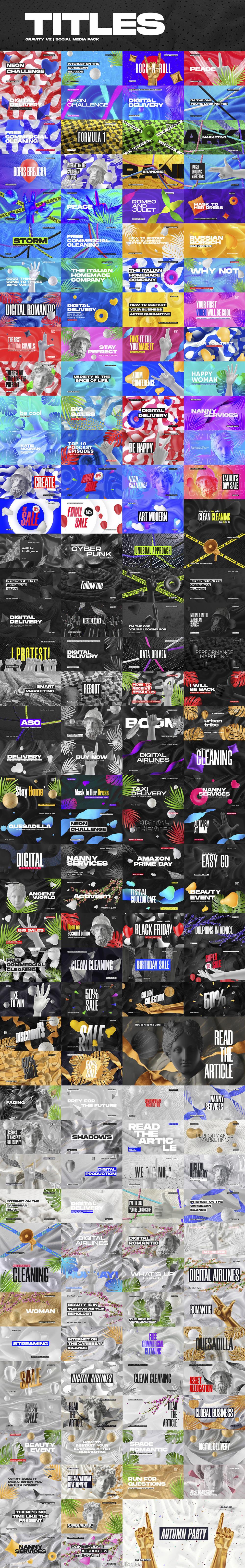 时尚潮流潮牌品牌推广新媒体电商海报视频设计AE模板 Gravity V2  Social Media Pack插图2