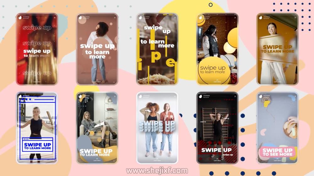 20款优雅品牌推广新媒体视频海报设计AE模板 Instagram Swipe Up Stories插图1