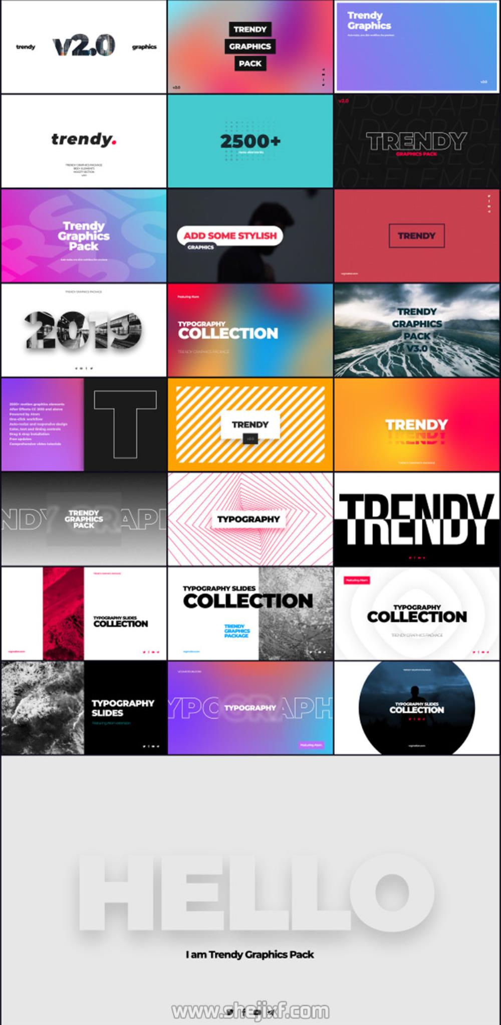 4300多款社交新媒体海报标题图标背景元素动画视频模板素材 Motion Graphics Pack插图12