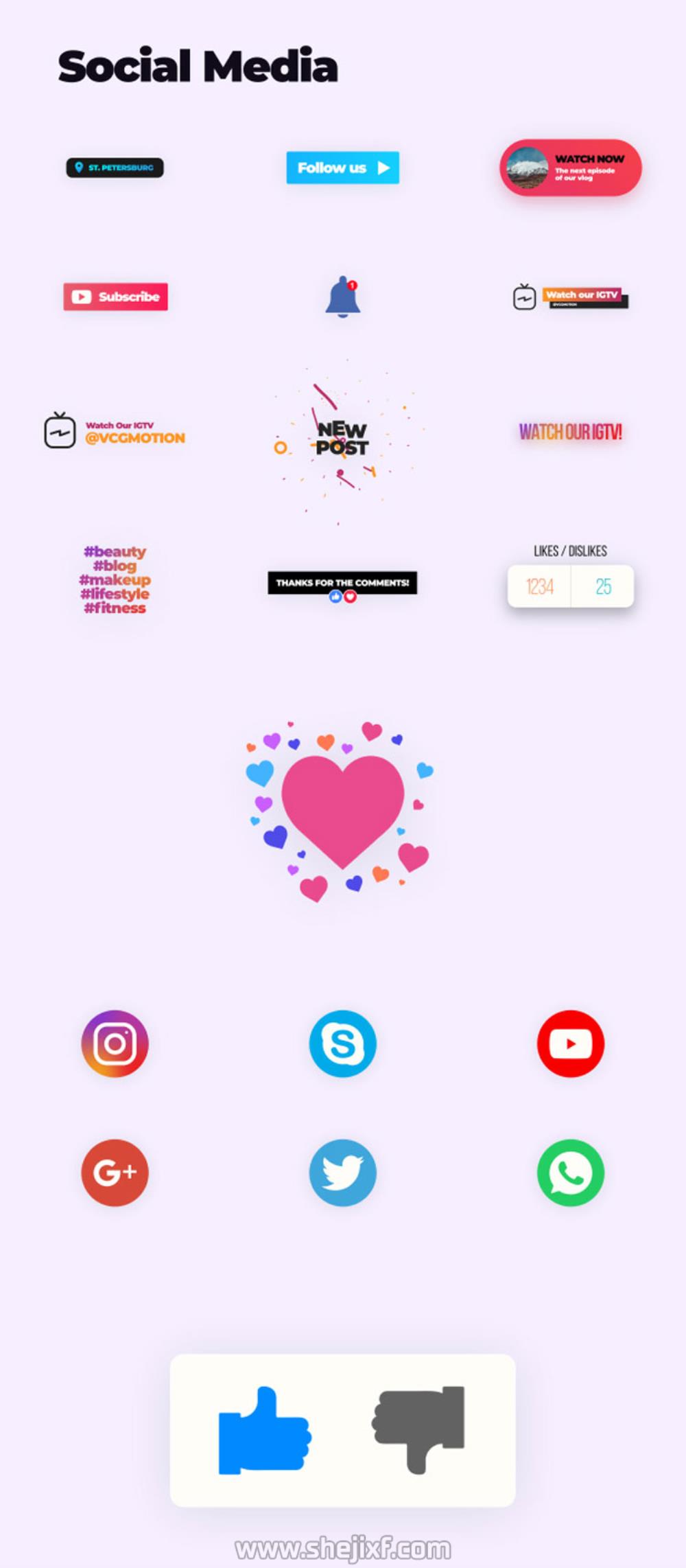 4300多款社交新媒体海报标题图标背景元素动画视频模板素材 Motion Graphics Pack插图19