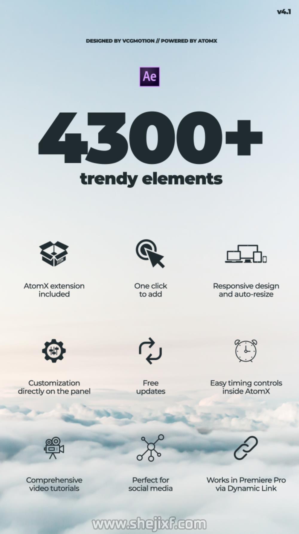 4300多款社交新媒体海报标题图标背景元素动画视频模板素材 Motion Graphics Pack插图