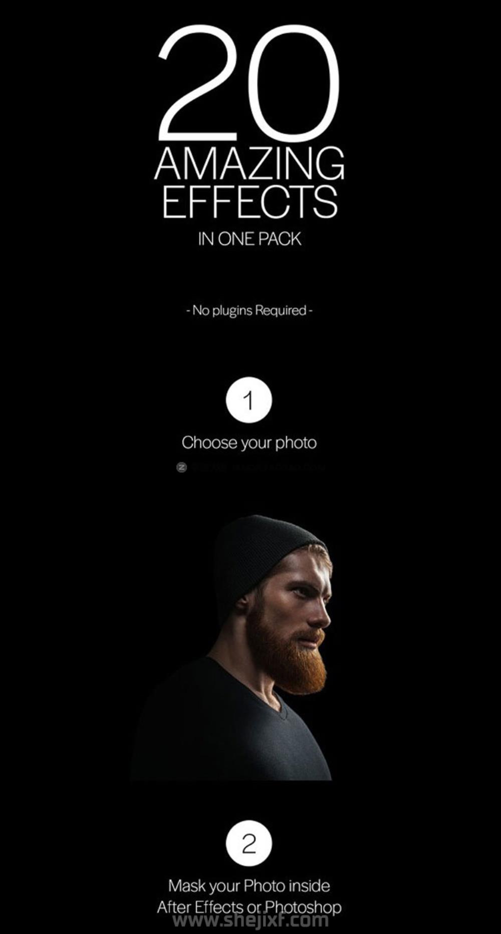 AE+PR脚本 图片边缘烟雾粒子飘散信号损坏能量像素拖尾特效预设V7 Photo Effects Animator V7插图1