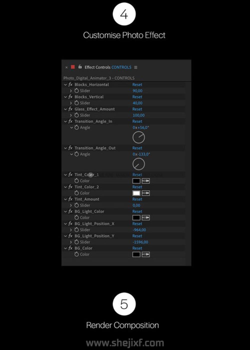AE+PR脚本 图片边缘烟雾粒子飘散信号损坏能量像素拖尾特效预设V7 Photo Effects Animator V7插图3