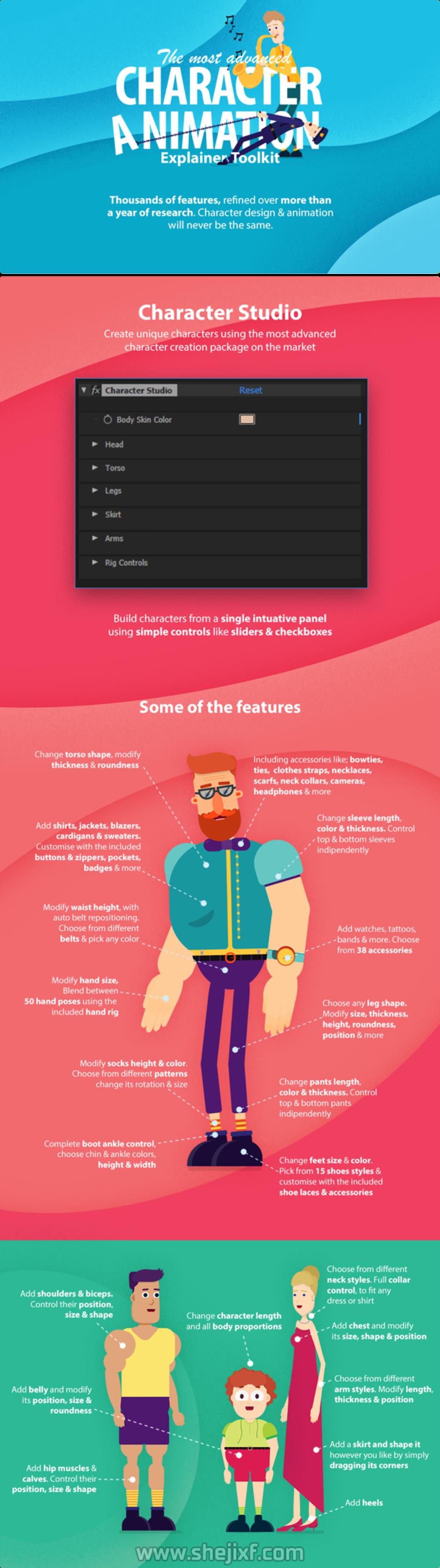 AE模板-卡通人物角色绑定口型动作MG动画工具包V2 Videohive  Character Animation Explainer Toolkit V2插图1