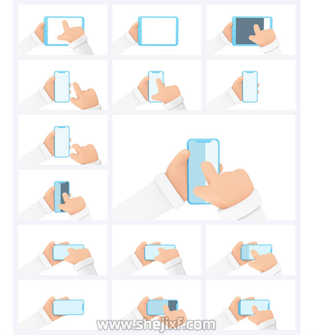 50款3D卡通手势操作动画AE视频模板素材 3D Hand Gestures Mockup Device插图3