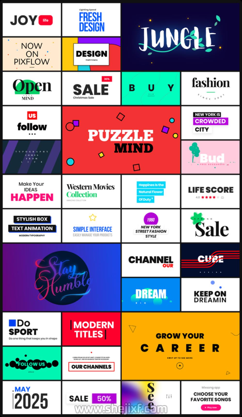 557个现代时尚图形文字标题新媒体海报排版设计MG动画AE+PR脚本模板 Videohive  Typekit Animated Titles插图4