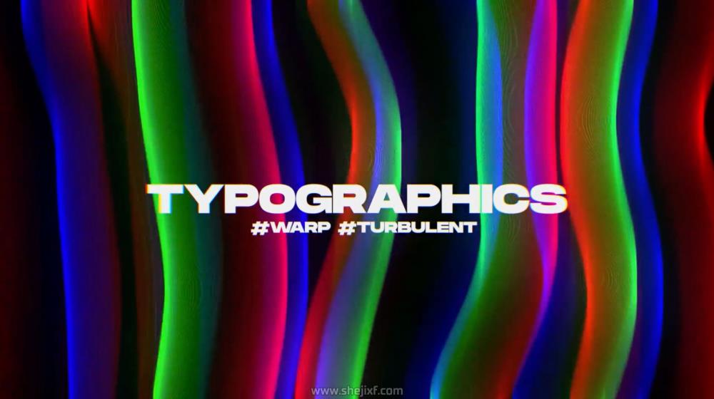 潮流扭曲起伏虹彩经线印刷标题徽标Logo设计动态演示效果AE视频模板素材 Warp Typographics插图4