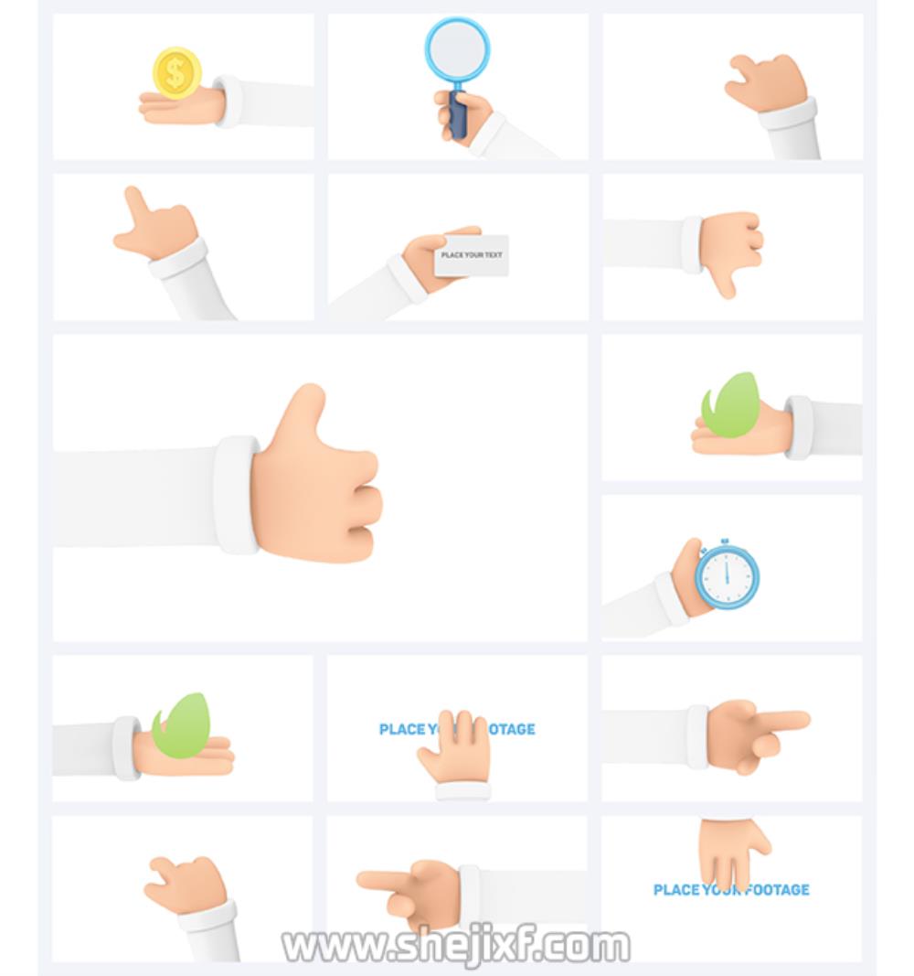 50款3D卡通手势操作动画AE视频模板素材 3D Hand Gestures Mockup Device插图5