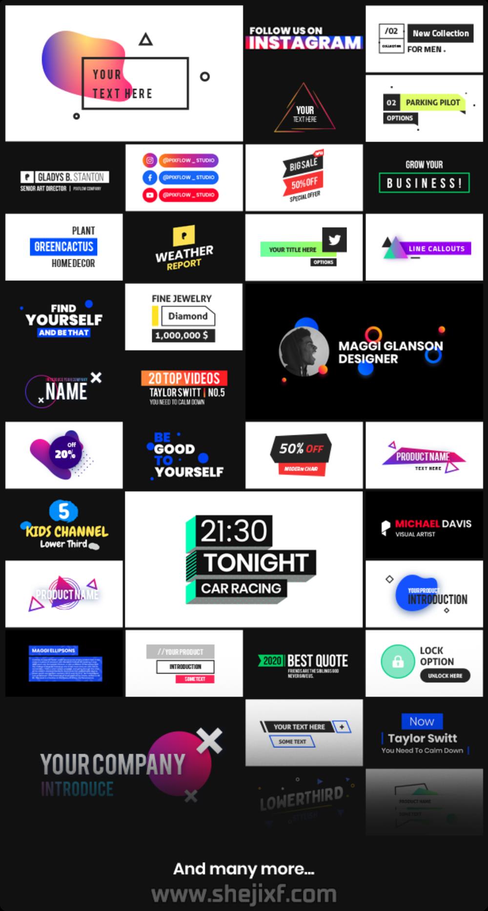 557个现代时尚图形文字标题新媒体海报排版设计MG动画AE+PR脚本模板 Videohive  Typekit Animated Titles插图6