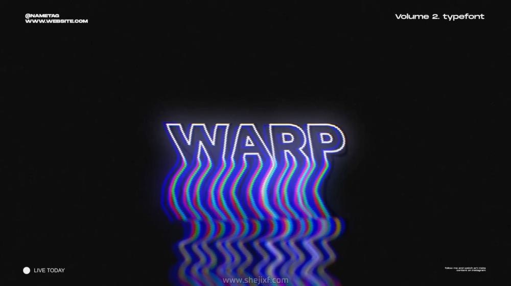 潮流扭曲起伏虹彩经线印刷标题徽标Logo设计动态演示效果AE视频模板素材 Warp Typographics插图5
