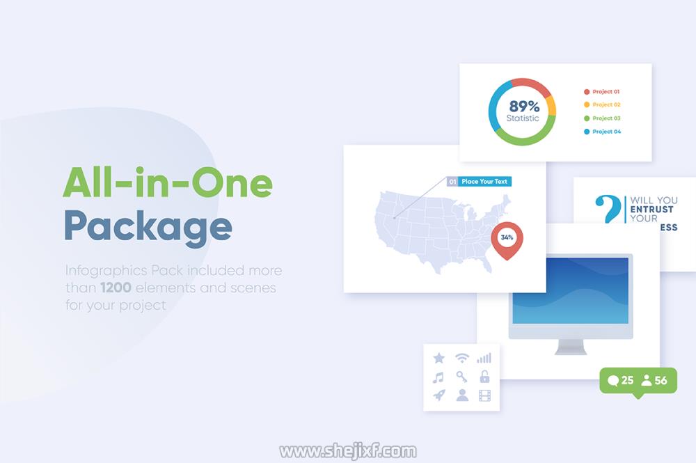 1200多个幻灯片信息图表设计AE动画模板 Videohive  Infopix  Infographics Pack插图7