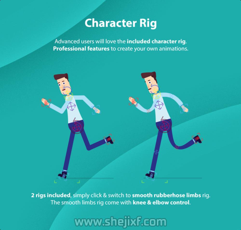 AE模板-卡通人物角色绑定口型动作MG动画工具包V2 Videohive  Character Animation Explainer Toolkit V2插图8