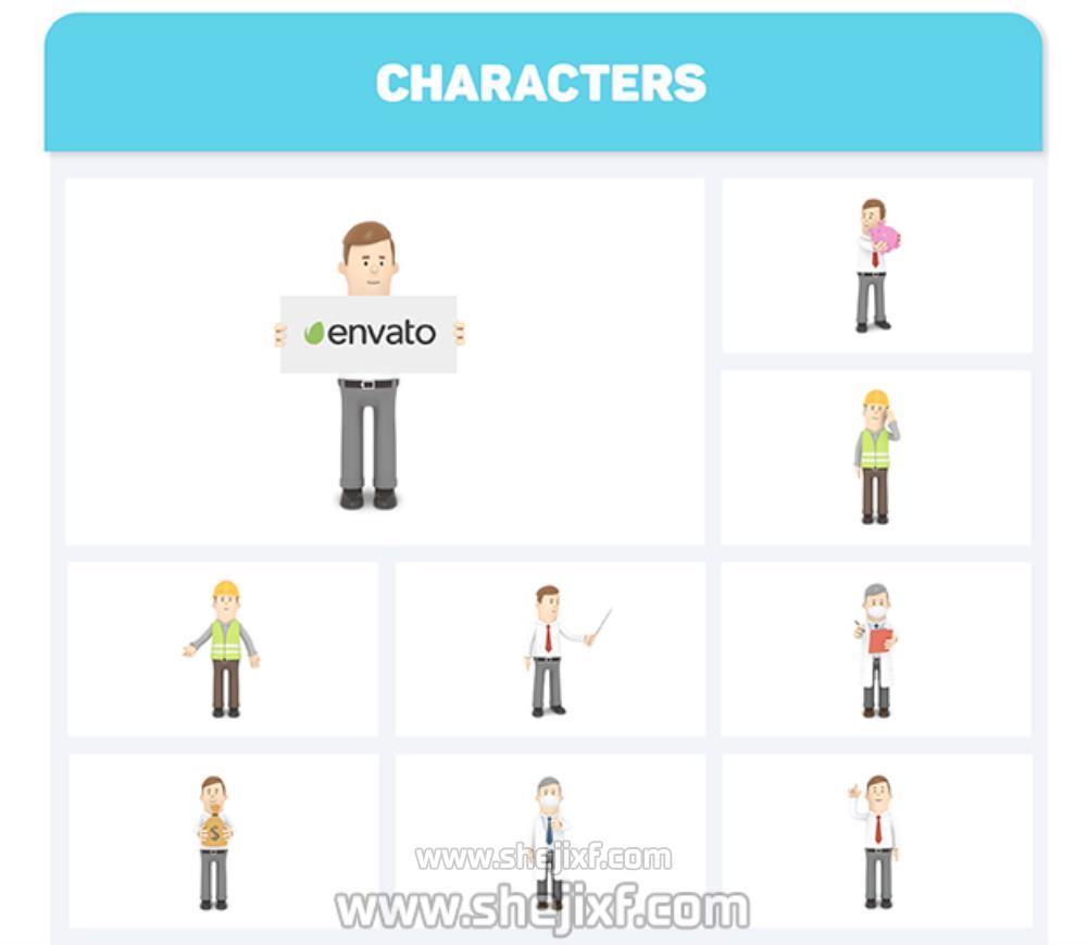 AE脚本-三维卡通人物角色场景图标建筑标题介绍MG动画工具包V2.2 3D Characters Explainer Toolkit插图13