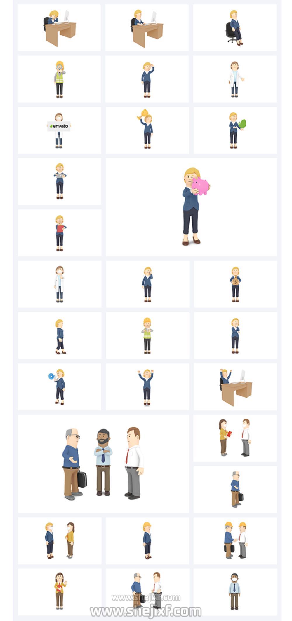 AE脚本-三维卡通人物角色场景图标建筑标题介绍MG动画工具包V2.2 3D Characters Explainer Toolkit插图15