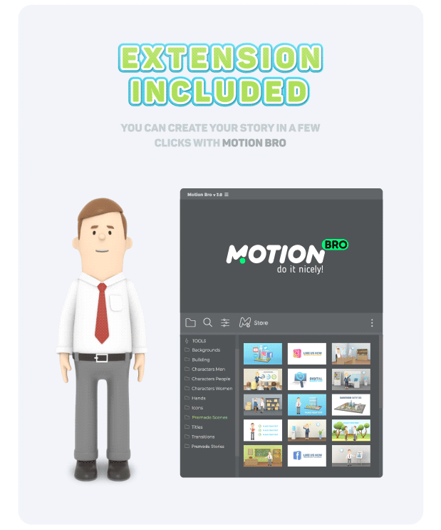 AE脚本-三维卡通人物角色场景图标建筑标题介绍MG动画工具包V2.2 3D Characters Explainer Toolkit插图3